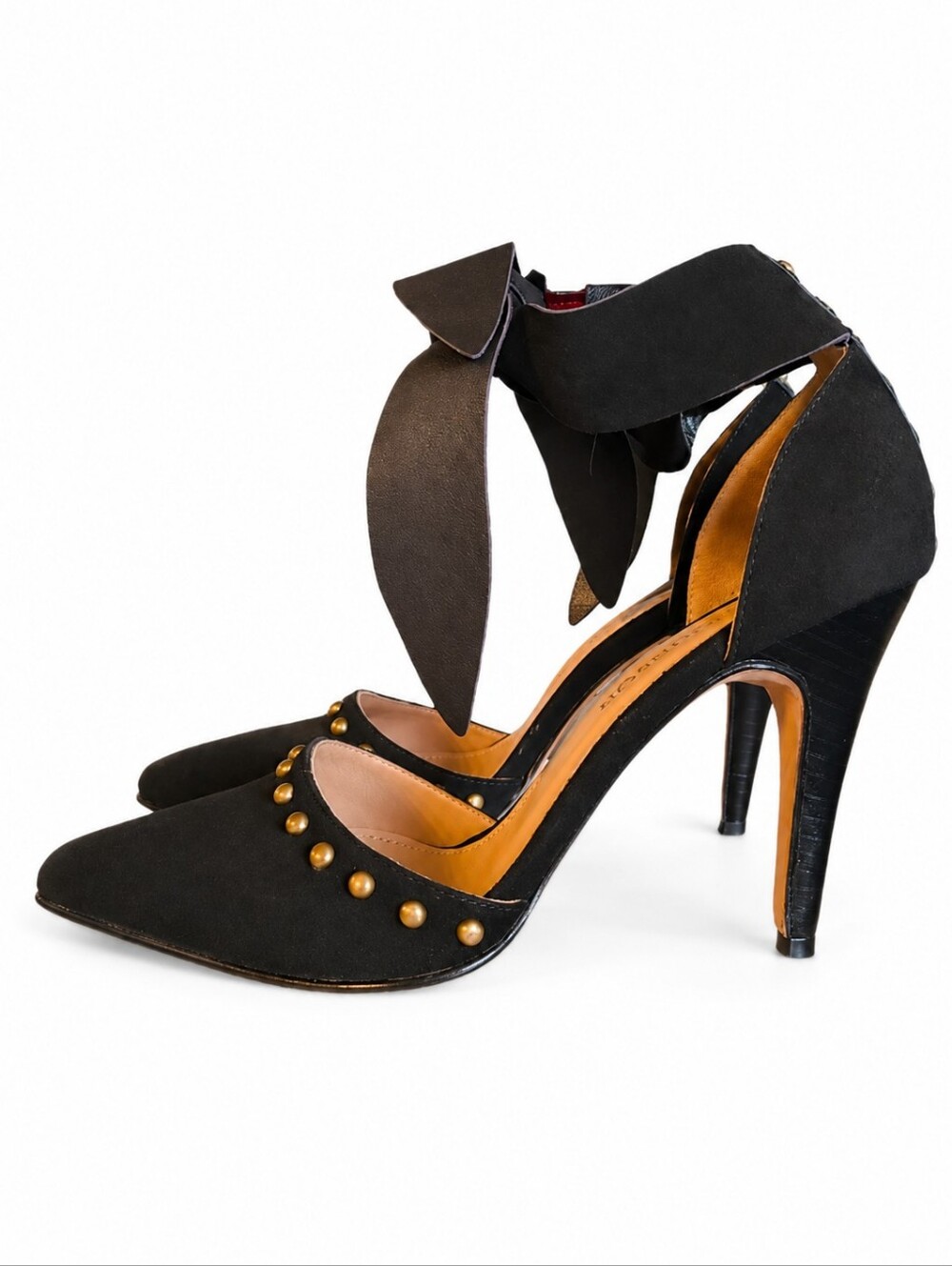 ULLA JOHNSON | Black Suede Bianca Heels in Size EU 37
